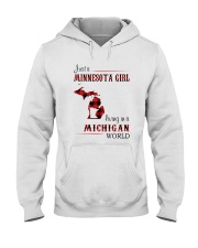 MINNESOTA GIRL LIVING IN MICHIGAN WORLD Hooded Sweatshirt tile