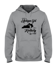 JUST A MICHIGAN GIRL IN A KENTUCKY WORLD Hooded Sweatshirt thumbnail
