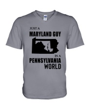 JUST A MARYLAND GUY IN A PENNSYLVANIA WORLD V-Neck T-Shirt thumbnail