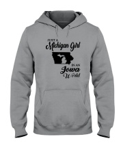 JUST A MICHIGAN GIRL IN AN IOWA WORLD Hooded Sweatshirt thumbnail