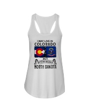 LIVE IN COLORADO BEGAN IN NORTH DAKOTA Ladies Flowy Tank tile