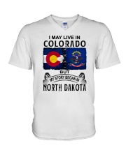LIVE IN COLORADO BEGAN IN NORTH DAKOTA V-Neck T-Shirt tile