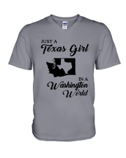 JUST A TEXAS GIRL IN A WASHINGTON WORLD V-Neck T-Shirt thumbnail