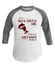 NOVA SCOTIA GIRL LIVING IN ONTARIO WORLD Baseball Tee tile