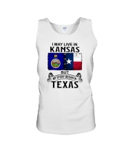 LIVE IN KANSAS BEGAN IN TEXAS Unisex Tank tile
