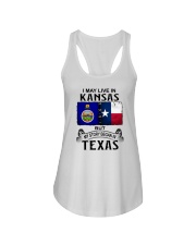 LIVE IN KANSAS BEGAN IN TEXAS Ladies Flowy Tank tile