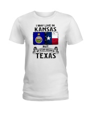 LIVE IN KANSAS BEGAN IN TEXAS Ladies T-Shirt tile