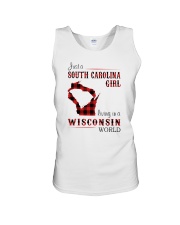 SOUTH CAROLINA GIRL LIVING IN WISCONSIN WORLD Unisex Tank thumbnail