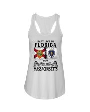 LIVE IN FLORIDA BEGAN IN MASSACHUSETTS Ladies Flowy Tank tile