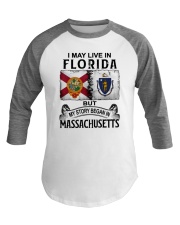 LIVE IN FLORIDA BEGAN IN MASSACHUSETTS Baseball Tee tile
