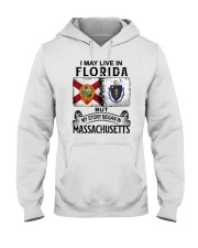 LIVE IN FLORIDA BEGAN IN MASSACHUSETTS Hooded Sweatshirt tile
