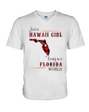 HAWAII GIRL LIVING IN FLORIDA WORLD V-Neck T-Shirt thumbnail