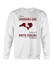 LOUISIANA GIRL LIVING IN NORTH CAROLINA WORLD Crewneck Sweatshirt thumbnail