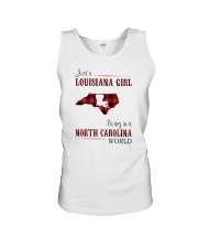 LOUISIANA GIRL LIVING IN NORTH CAROLINA WORLD Unisex Tank thumbnail
