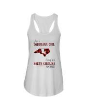 LOUISIANA GIRL LIVING IN NORTH CAROLINA WORLD Ladies Flowy Tank thumbnail