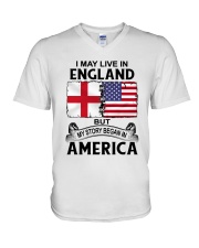LIVE IN ENGLAND BEGAN IN AMERICA ROOT WOMEN V-Neck T-Shirt thumbnail