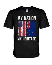 AMERICA MY NATION NEW ZEALAND MY HERITAGE V-Neck T-Shirt thumbnail