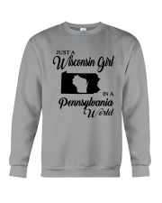 JUST A WISCONSIN GIRL IN A PENNSYLVANIA WORLD Crewneck Sweatshirt thumbnail