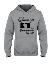JUST A WISCONSIN GIRL IN A PENNSYLVANIA WORLD Hooded Sweatshirt tile