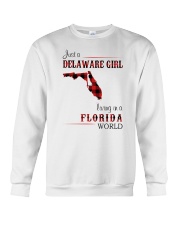 DELAWARE GIRL LIVING IN FLORIDA WORLD Crewneck Sweatshirt thumbnail