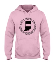 KANSAS GIRL LIVING IN INDIANA WORLD Hooded Sweatshirt tile
