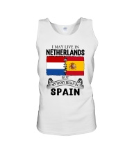 LIVE IN NETHERLANDS BEGAN IN SPAIN ROOT Unisex Tank thumbnail