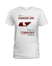 LOUISIANA GIRL LIVING IN TENNESSEE WORLD Ladies T-Shirt tile