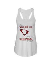 WISCONSIN GIRL LIVING IN SOUTH CAROLINA WORLD Ladies Flowy Tank thumbnail