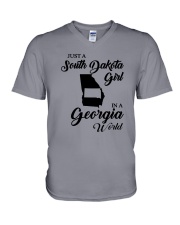 JUST A SOUTH DAKOTA GIRL IN A GEORGIA WORLD V-Neck T-Shirt thumbnail