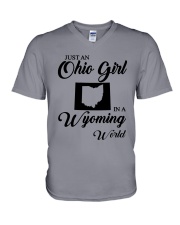 JUST AN OHIO GIRL IN A WYOMING WORLD V-Neck T-Shirt thumbnail