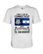 LIVE IN CONNECTICUT BEGAN IN EL SALVADOR V-Neck T-Shirt thumbnail