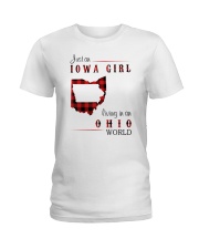 IOWA GIRL LIVING IN OHIO WORLD Ladies T-Shirt thumbnail