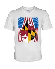 Maryland Flag In America V-Neck T-Shirt tile