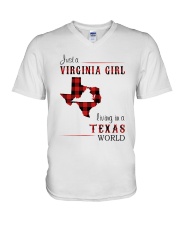 VIRGINIA GIRL LIVING IN TEXAS WORLD V-Neck T-Shirt thumbnail