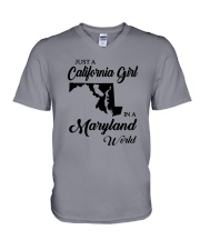 JUST A CALIFORNIA GIRL IN A MARYLAND WORLD V-Neck T-Shirt thumbnail