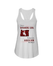 WYOMING GIRL LIVING IN OREGON WORLD Ladies Flowy Tank thumbnail