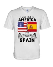 LIVE IN AMERICA BEGAN IN SPAIN ROOT V-Neck T-Shirt thumbnail