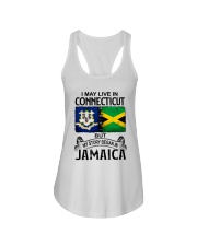 LIVE IN CONNECTICUT BEGAN IN JAMAICA Ladies Flowy Tank tile