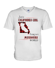 CALIFORNIA GIRL LIVING IN MISSOURI WORLD V-Neck T-Shirt thumbnail