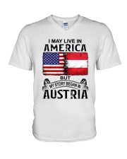 LIVE IN AMERICA BEGAN IN AUSTRIA V-Neck T-Shirt tile