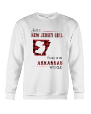 JERSEY GIRL LIVING IN ARKANSAS WORLD Crewneck Sweatshirt thumbnail
