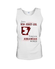JERSEY GIRL LIVING IN ARKANSAS WORLD Unisex Tank thumbnail