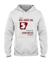 JERSEY GIRL LIVING IN ARKANSAS WORLD Hooded Sweatshirt thumbnail