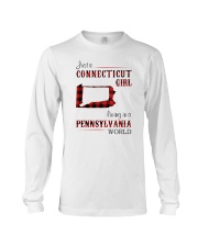 CONNECTICUT GIRL LIVING IN PENNSYLVANIA WORLD Long Sleeve Tee tile