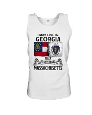 LIVE IN GEORGIA BEGAN IN MASSACHUSETTS Unisex Tank thumbnail