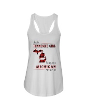 TENNESSEE GIRL LIVING IN MICHIGAN WORLD Ladies Flowy Tank tile