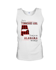 TENNESSEE GIRL LIVING IN ALABAMA WORLD Unisex Tank tile