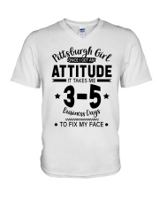 Pittsburgh Girl I Need 3-5 Business Days To Fix My Face V-Neck T-Shirt tile