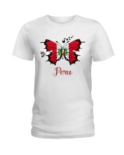 Peru Flag Butterfly Ladies T-Shirt tile
