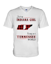 INDIANA GIRL LIVING IN TENNESSEE WORLD V-Neck T-Shirt thumbnail